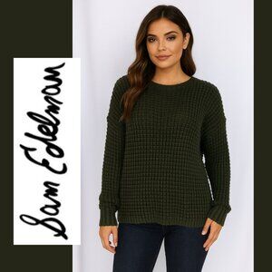 Sam Edelmon Green Waffle Knitted Wool Blend Sweater (Size S)